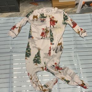 Pottery Barn Kids - Santa and Reindeer Footie PJs - Like new - 3-6 months